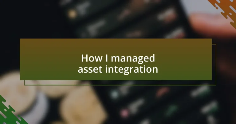 How I managed asset integration