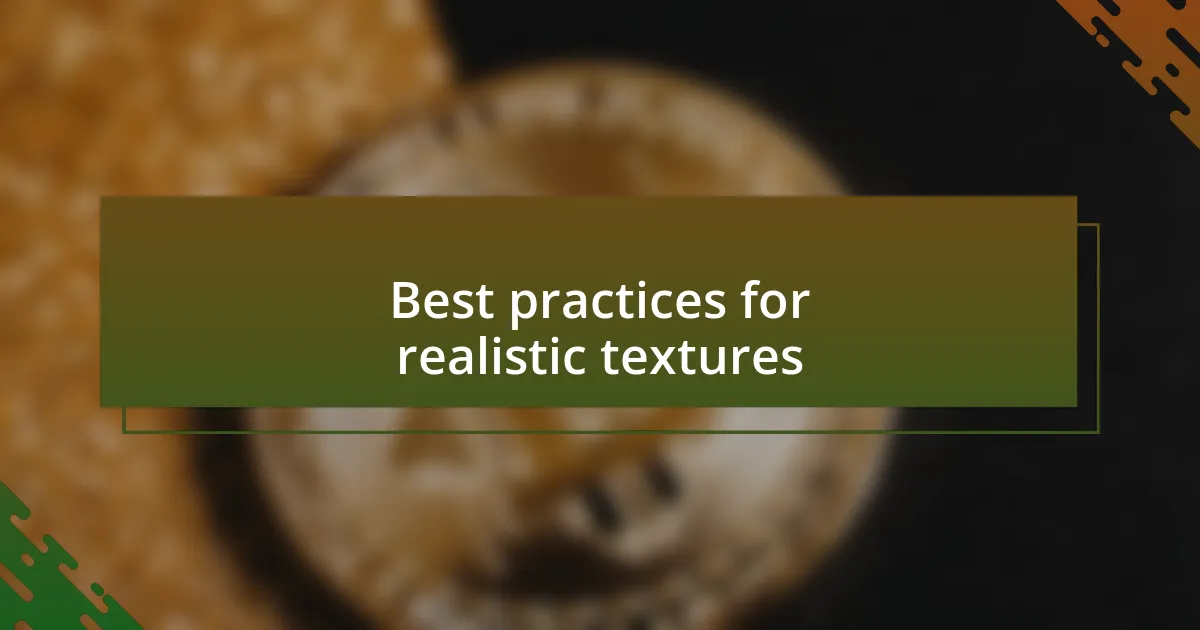 Best practices for realistic textures