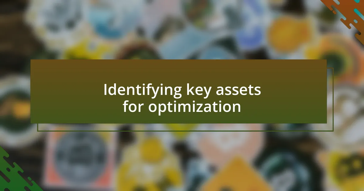 Identifying key assets for optimization