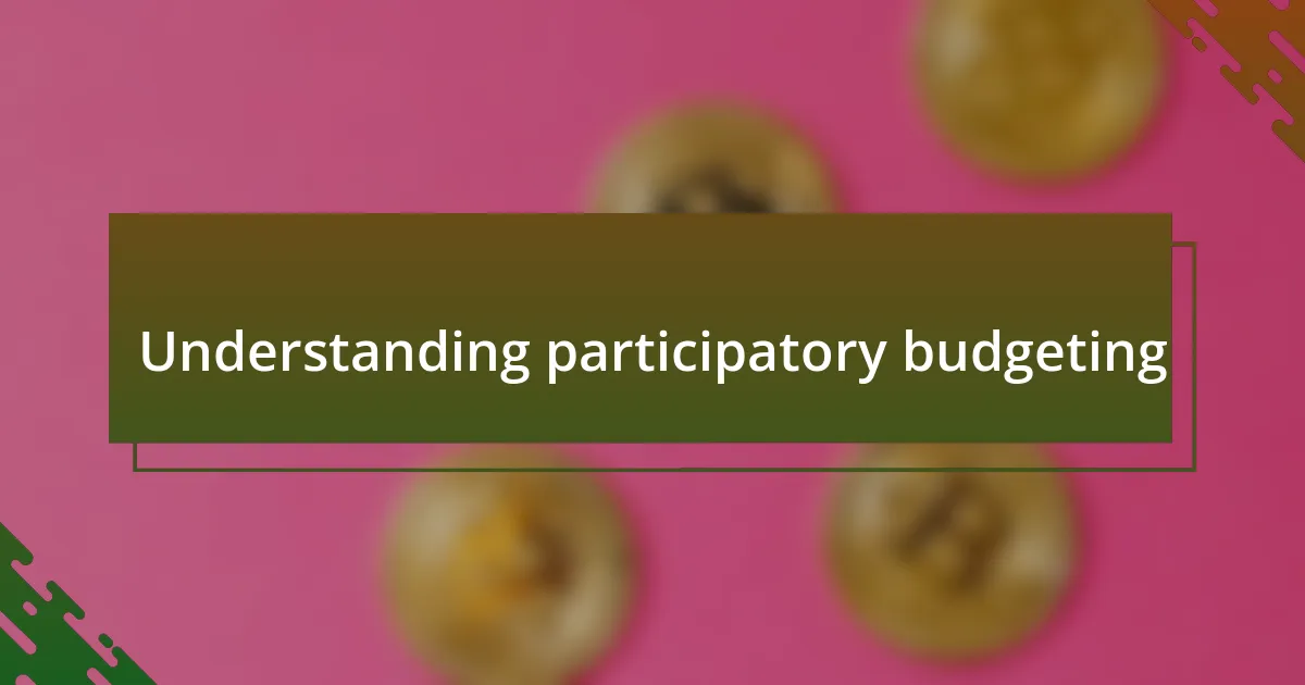 Understanding participatory budgeting