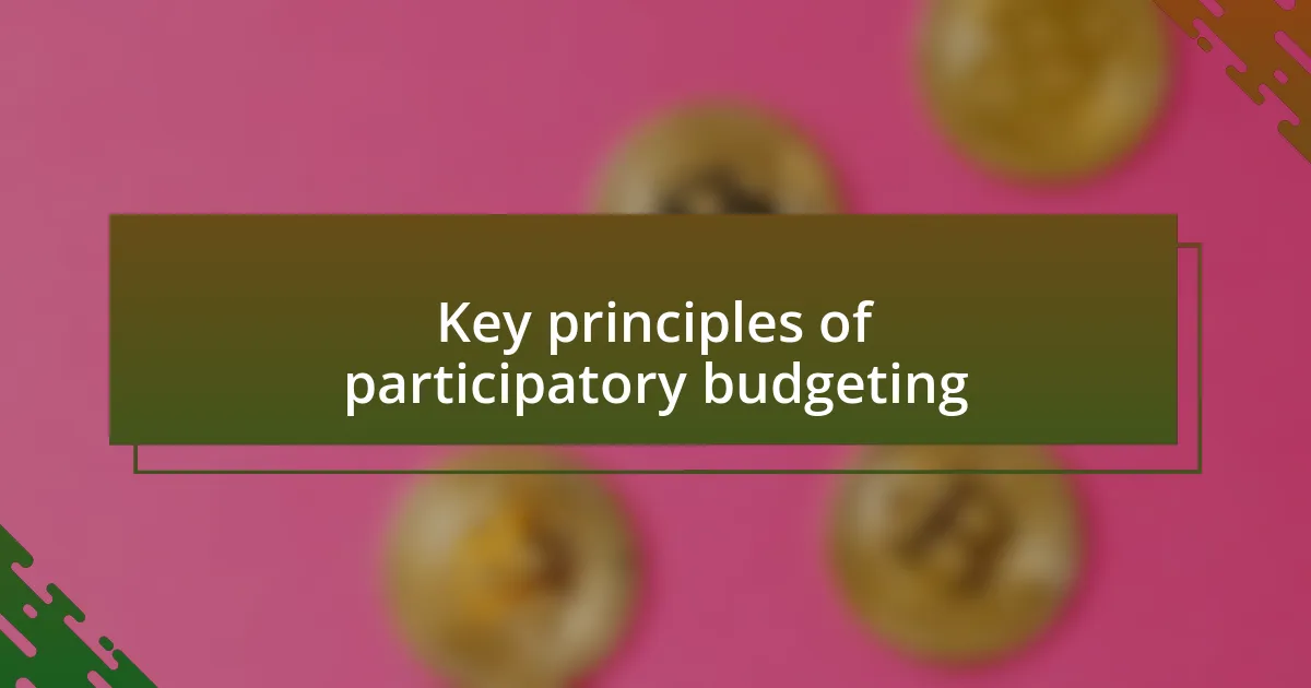 Key principles of participatory budgeting