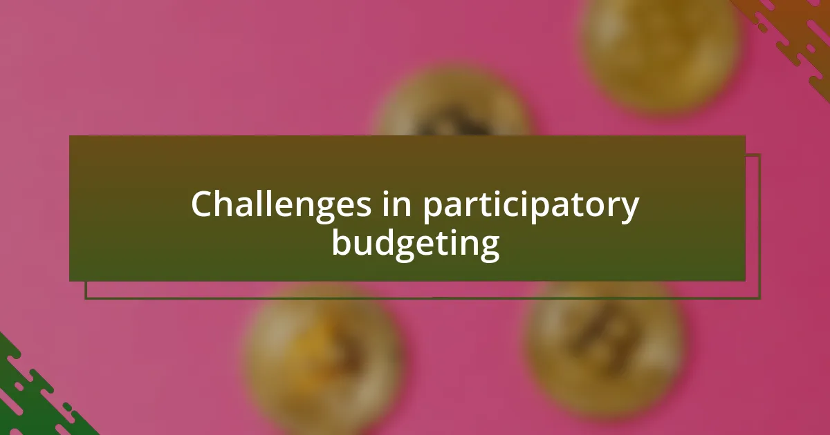 Challenges in participatory budgeting