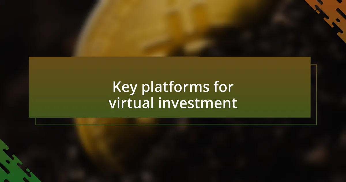 Key platforms for virtual investment